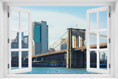 Fototapeta Naklejka Na Ścianę Okno 3D - New York and Brooklyn bridge