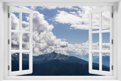 Fototapeta Naklejka Na Ścianę Okno 3D - blackcomb mountain peak panorama view cloudy sky summer time.