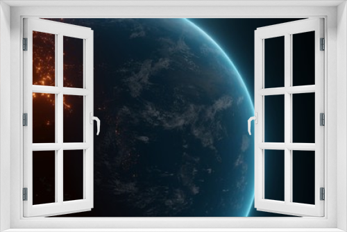 Fototapeta Naklejka Na Ścianę Okno 3D - 朝を迎える地球