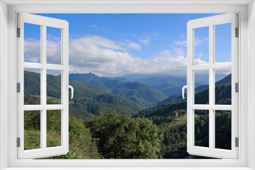 Fototapeta Naklejka Na Ścianę Okno 3D - Panorama view of mountains scenes in national park Dombay, Caucasus