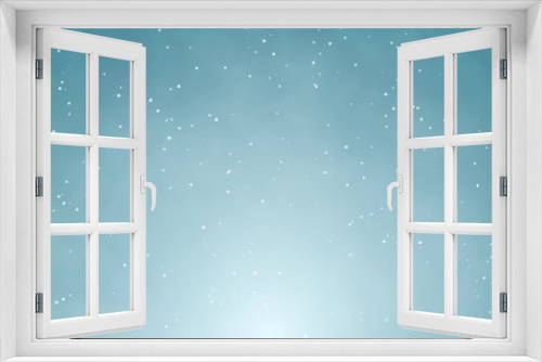 Fototapeta Naklejka Na Ścianę Okno 3D - Snowflakes and bokeh lights on the blue Merry Christmas background. 3D render