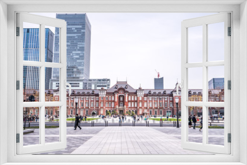 Fototapeta Naklejka Na Ścianę Okno 3D - TOKYO, JAPAN - March 25 2019: Tokyo Station in Tokyo, Japan. Open in 1914, a major a railway station near the Imperial Palace grounds and Ginza commercial district
