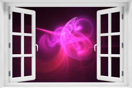 Fototapeta Naklejka Na Ścianę Okno 3D - Abstract transparent purple crystal shapes. Fantasy light background. Digital fractal art. 3d rendering.