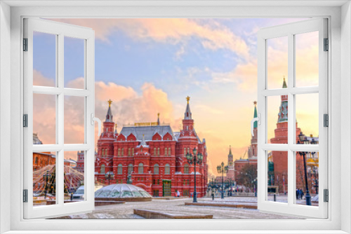 Fototapeta Naklejka Na Ścianę Okno 3D - State Historical Museum on Red Square in winter. Moscow, Russia