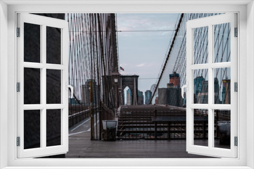 Fototapeta Naklejka Na Ścianę Okno 3D - Brooklyn bridge New York city image, sunrise image of the New York Brooklyn bridge