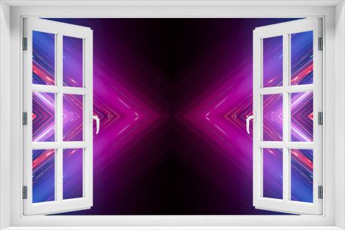 Fototapeta Naklejka Na Ścianę Okno 3D -  Dark abstract futuristic background. Neon lines glow. Neon lines, geometric shapes. Pink and blue glow. Abstract neon light, night view.