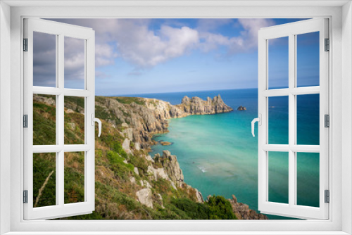 Fototapeta Naklejka Na Ścianę Okno 3D - Logan Rock, Cliffs by the sea