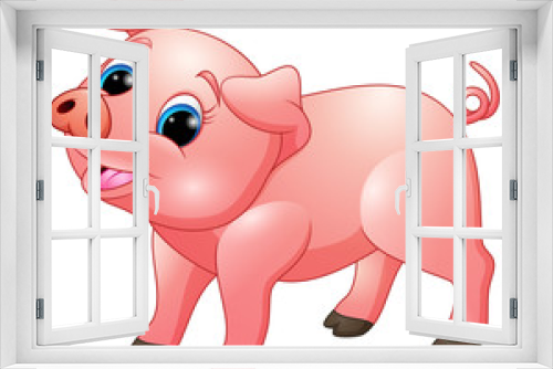 Fototapeta Naklejka Na Ścianę Okno 3D - Cartoon cute pig happy smile