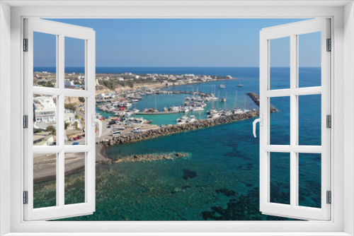 Fototapeta Naklejka Na Ścianę Okno 3D - Aerial drone photo of famous round port of Vlychada, Santorini island, Cyclades, Greece