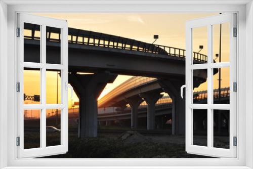 Fototapeta Naklejka Na Ścianę Okno 3D - Road bridge in the background sunset