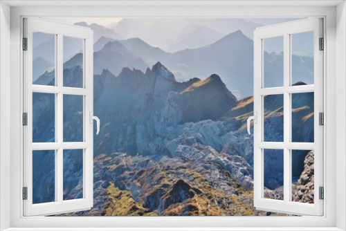 Fototapeta Naklejka Na Ścianę Okno 3D - Berggipfel, Blick vom Säntis, Ostschweiz