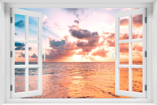 Fototapeta Naklejka Na Ścianę Okno 3D - ocean sunset sky background with colorful cloud -