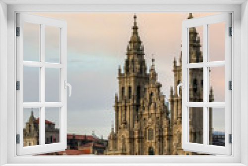 Fototapeta Naklejka Na Ścianę Okno 3D - View of Cathedral of Santiago de Compostela from Alameda Park, Galicia, Spain