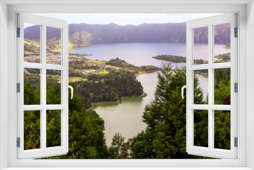 Fototapeta Naklejka Na Ścianę Okno 3D - Beautiful landscape sceneries in Azores Portugal. Tropical nature in Sao Miguel Island, Azores. 