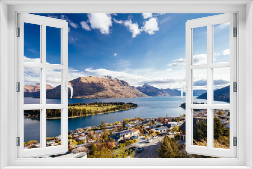 Fototapeta Naklejka Na Ścianę Okno 3D - View over Queenstown and Cecil Peak in New Zealand
