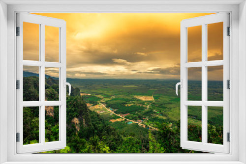 Fototapeta Naklejka Na Ścianę Okno 3D - Background view, natural scenery, high angle panoramic view on high mountains, can see mountains far, vegetation, blurred through the wind while watching nature, seen in rural tourist attractions
