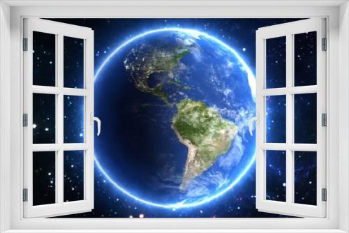 Fototapeta Naklejka Na Ścianę Okno 3D - Beautiful View of Planet Earth from Space Timelapse and Stars - Abstract Background Texture	