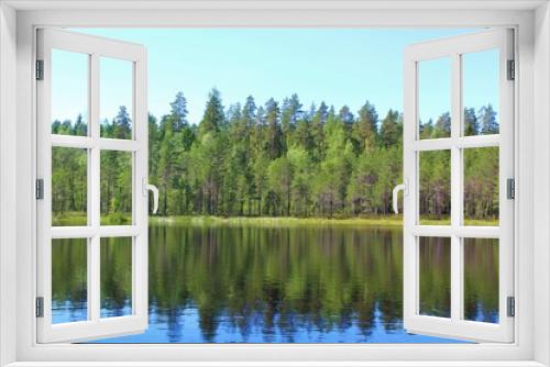 Fototapeta Naklejka Na Ścianę Okno 3D - lake in forest