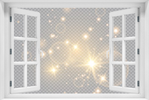 Fototapeta Naklejka Na Ścianę Okno 3D - Merry Christmas. golden fire on a transparent background, golden dusty stars. vector illustrator