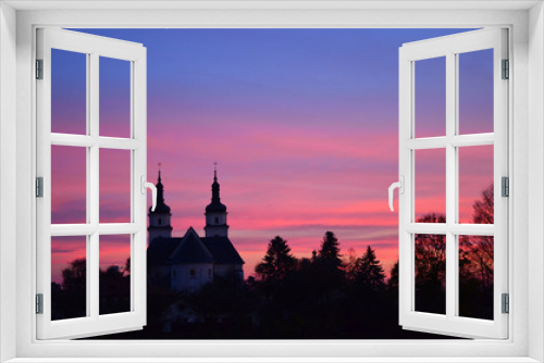 Fototapeta Naklejka Na Ścianę Okno 3D -  church against the sky at sunset