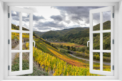Fototapeta Naklejka Na Ścianę Okno 3D - The golden autumn on the red wine trail in the Ahr valley