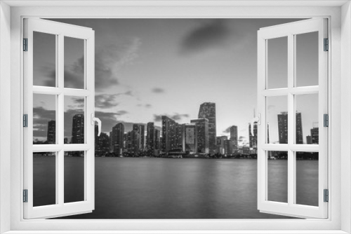 Fototapeta Naklejka Na Ścianę Okno 3D - black and white city views sea water buildings