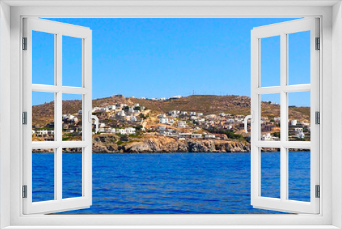 Fototapeta Naklejka Na Ścianę Okno 3D - panoramic view from the sea of Mykonos, the famous Greek island of Cyclades in the heart of the Aegean Sea