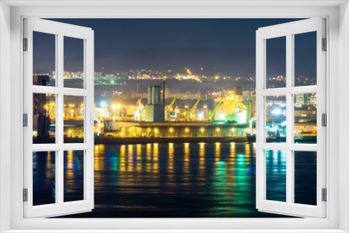 Fototapeta Naklejka Na Ścianę Okno 3D - vue sur le port la nuit