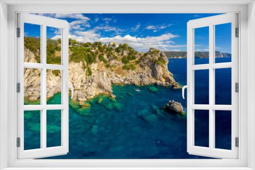 Fototapeta Naklejka Na Ścianę Okno 3D - Aerial mediterranean landscape with torquoise sea