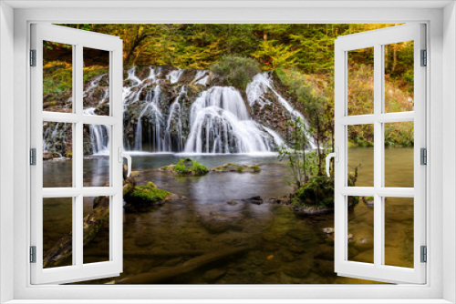 Fototapeta Naklejka Na Ścianę Okno 3D - Beautiful forest waterfall Dokuzak in Strandja mountain, Bulgaria during autumn.