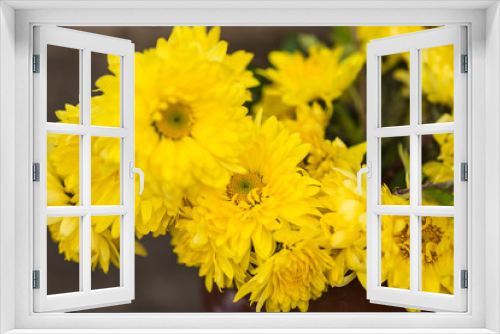 Fototapeta Naklejka Na Ścianę Okno 3D - Bouquet of beautiful yellow chrysanthemums