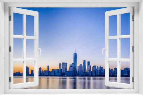 Manhattan skyline at dawn, view from New Jersey