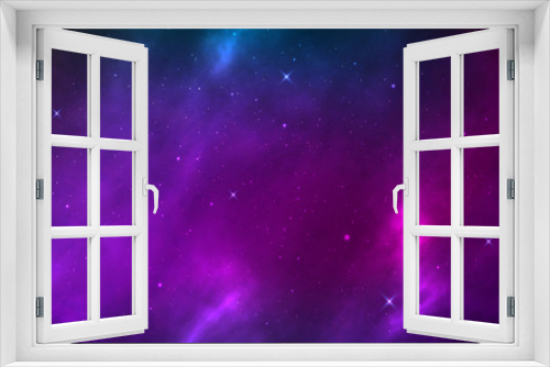 Fototapeta Naklejka Na Ścianę Okno 3D - Space background realistic with shining stars. Cosmic texture with nebula, milky way and stardust. Magic cosmos with color galaxy. Infinite starry night. Vector illustration
