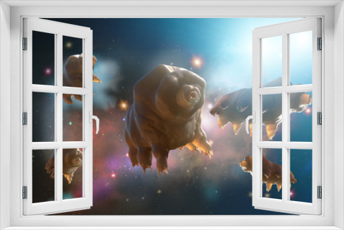 Fototapeta Naklejka Na Ścianę Okno 3D - Tardigrada in space 3D render