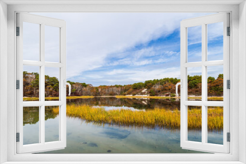 Fototapeta Naklejka Na Ścianę Okno 3D - Autumn landscape with lake and trees, Provincetown, Cape Cod, Massachusetts