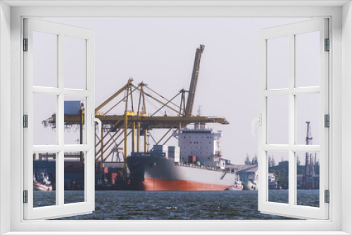 Fototapeta Naklejka Na Ścianę Okno 3D - Logistics and transportation of International Container Cargo ship in the ocean at Sunshine sky, Freight Transportation, Shipping