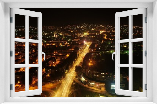 Fototapeta Naklejka Na Ścianę Okno 3D - Aerial night view of a town in Romania , Sfantu Gheorghe