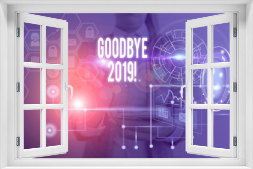 Word writing text Good Bye 2019. Business photo showcasing express good wishes when parting or at the end of last year Picture photo system network scheme modern technology smart device