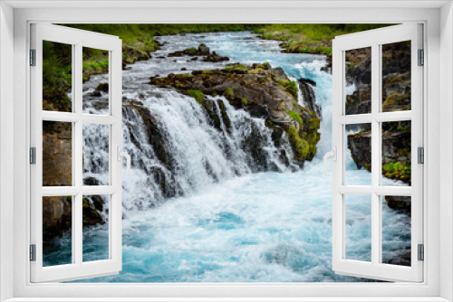 Fototapeta Naklejka Na Ścianę Okno 3D - Blue Bruarfoss waterfalls in iceland