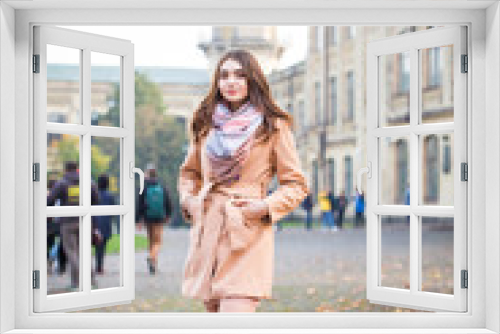 stylish woman in autumn park