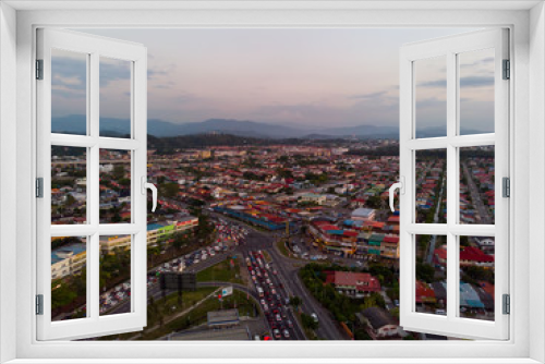 Fototapeta Naklejka Na Ścianę Okno 3D - Aerial top view of residential houses at Luyang Kota Kinabalu City Sabah, Borneo 