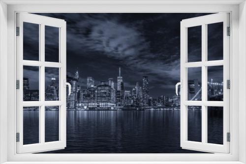 Fototapeta Naklejka Na Ścianę Okno 3D - Lower Manhattan by night, NYC