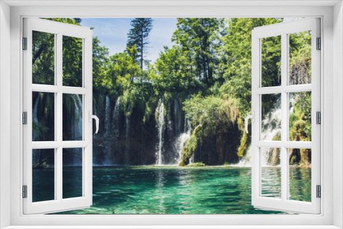 Fototapeta Naklejka Na Ścianę Okno 3D - Plitvice Lakes Waterfall in summer day. Croatia. Summer (June).