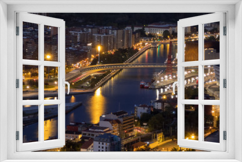 Fototapeta Naklejka Na Ścianę Okno 3D - Landscape of the city of Bilbao at night.Top view  .