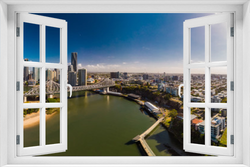 Fototapeta Naklejka Na Ścianę Okno 3D - BRISBANE, AUSTRALIA - August 24 2019: Brisbane city with CBD and Story Bridge, aerial drone view.