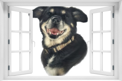 Fototapeta Naklejka Na Ścianę Okno 3D - Portrait of a funny-looking dog with a smile isolated on white background. Cute head of a puppy. Animal art collection: Dogs. Hand Painted Illustration of Pet. Design template. Good for T shirt
