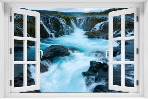 Fototapeta Naklejka Na Ścianę Okno 3D - Blue water waterfall
