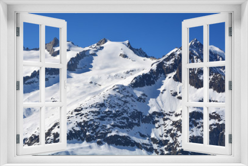 Fototapeta Naklejka Na Ścianę Okno 3D - Schinhorn, Sattelhorn and Aletschhorn