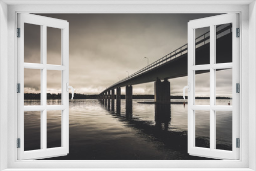 Fototapeta Naklejka Na Ścianę Okno 3D - Bridge crossing a bay in northern Sweden