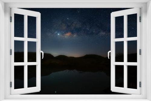 Fototapeta Naklejka Na Ścianę Okno 3D - Landscape with Milky way, Milky way background